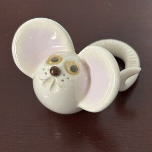 Unique Whimsical Vintage Canadian Original Art Handmade Mouse With Googly Eyes